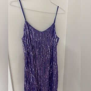 Purple Sequin Spaghetti Strap Dress